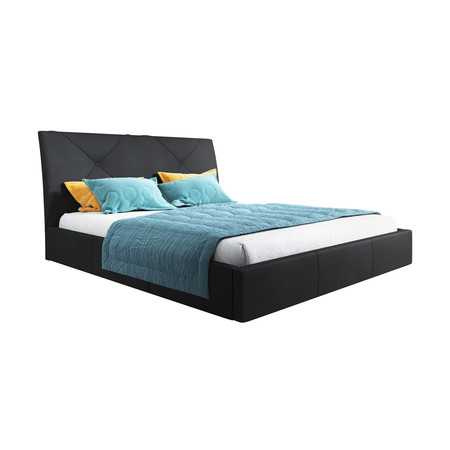 Kárpitozott ágy KARO mérete 80x200 cm Fekete műbőr TT-FURNITURE