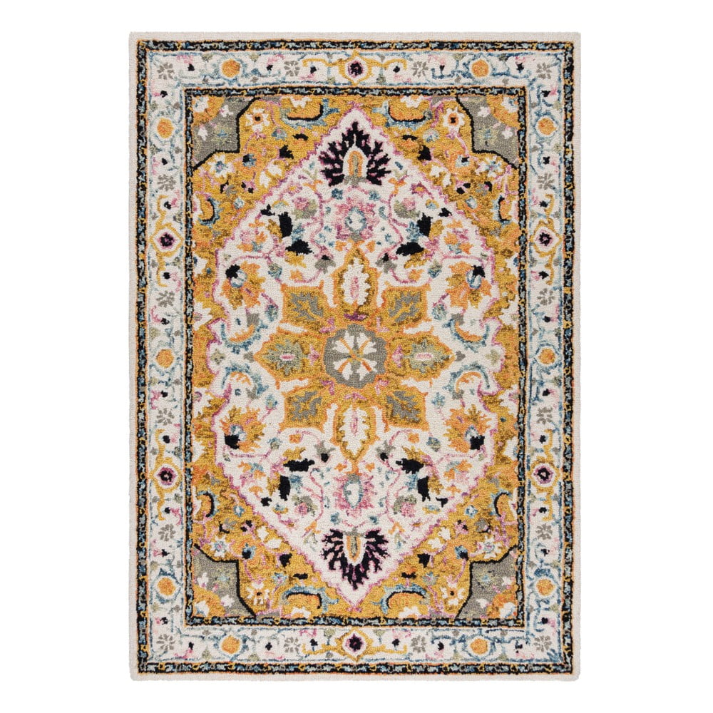 Sárga gyapjú szőnyeg 170x120 cm Dahlia - Flair Rugs